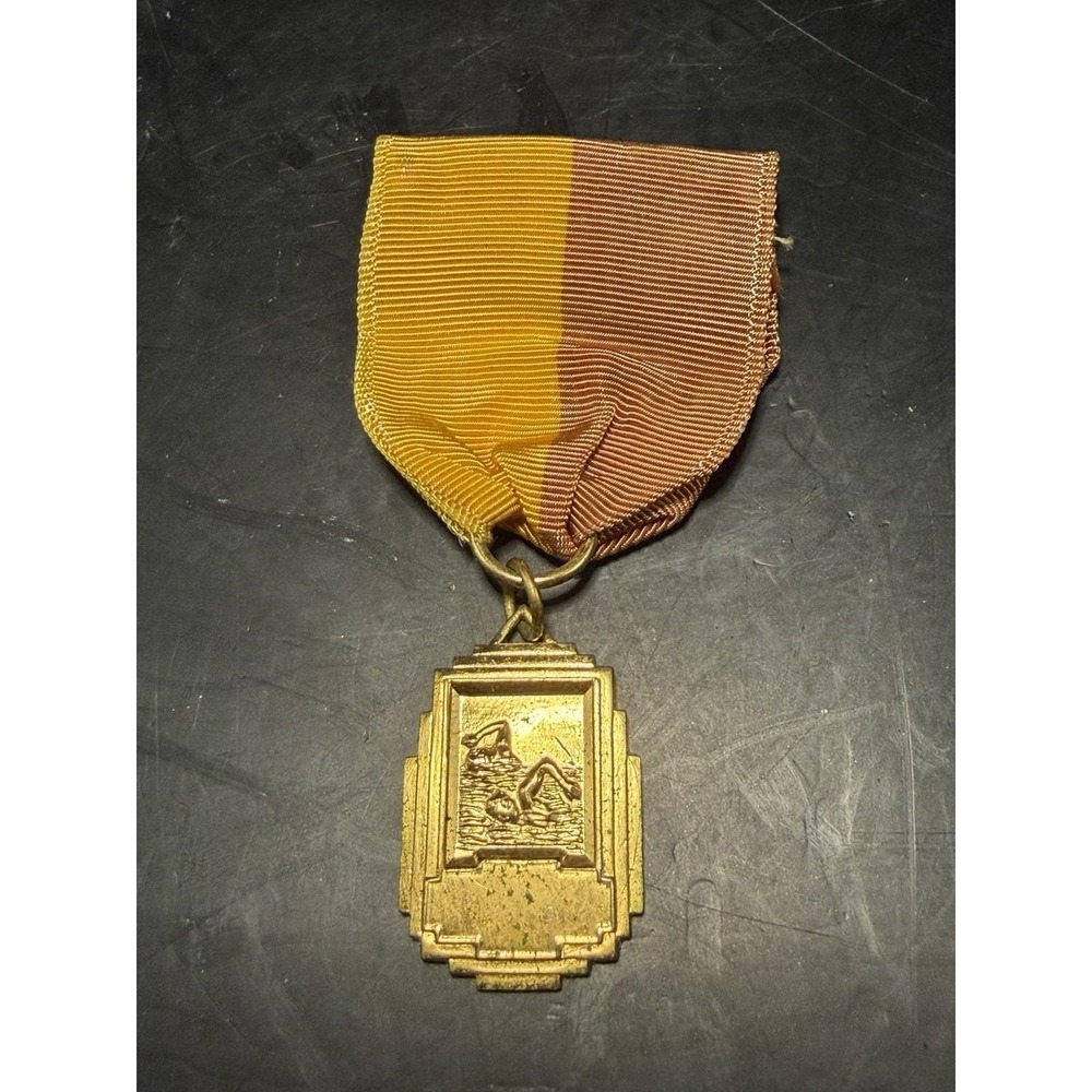 Vintage 1958 Sarasota Breast Stroke‎ Swimming Medal Art Deco Style